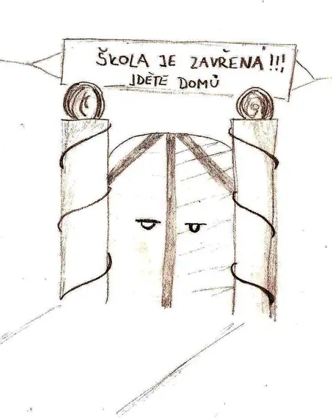 Školní brána po zavření