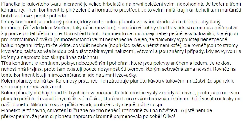 Olivie Windy-planeta Oliva-popis