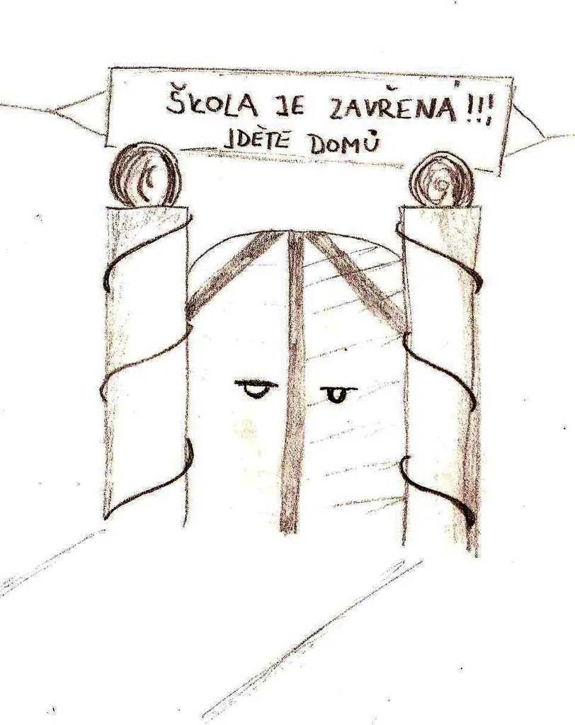 Školní brána po zavření
