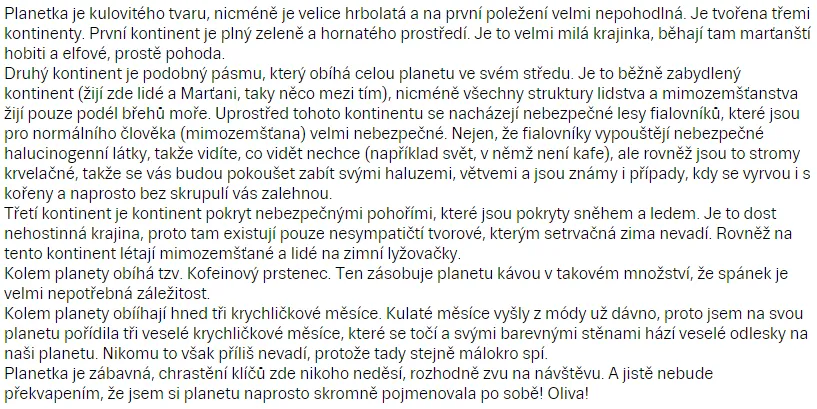 Olivie Windy-planeta Oliva-popis